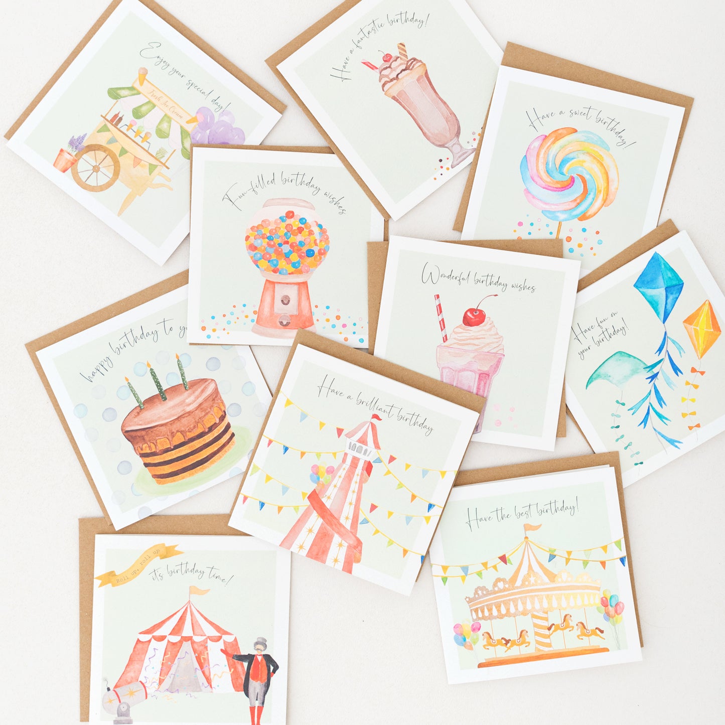Fun Chocolate Cake Birthday Greeting Card - Hand Painted