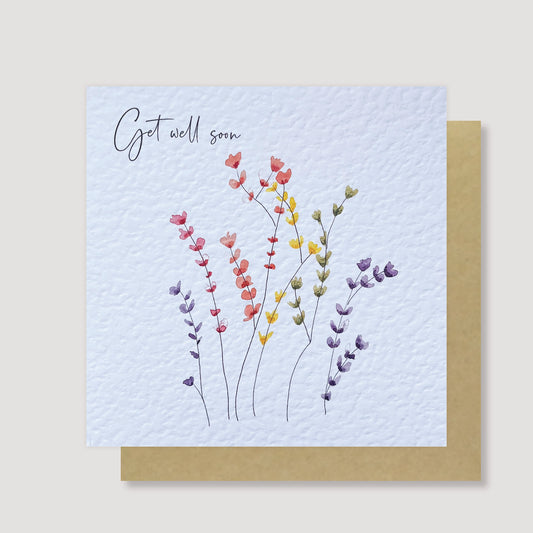 Delicate Flowers get well card - pack of 6