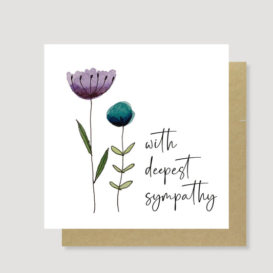 Elegant Flowers sympathy card - pack of 6