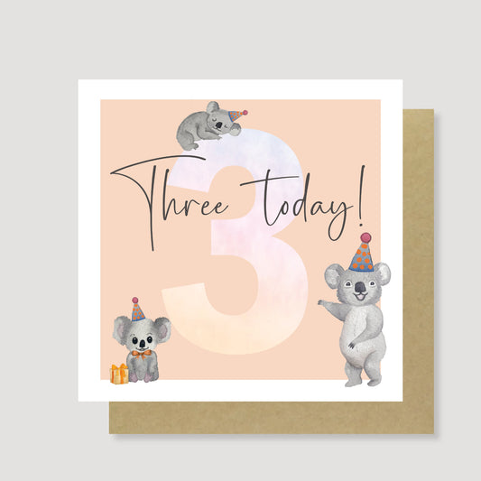 3 Koalas card (Peach)