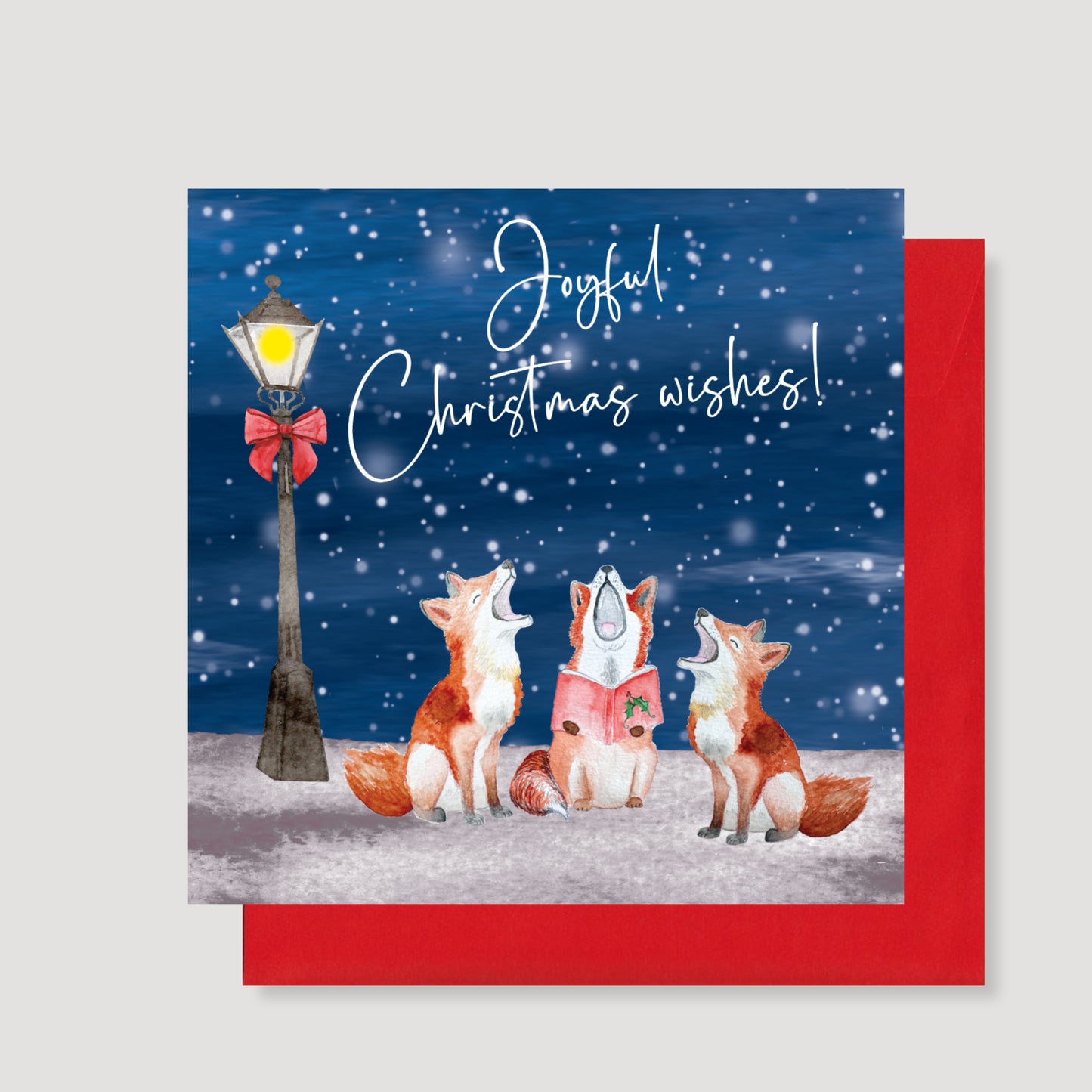 Carol Singing Foxes Christmas card