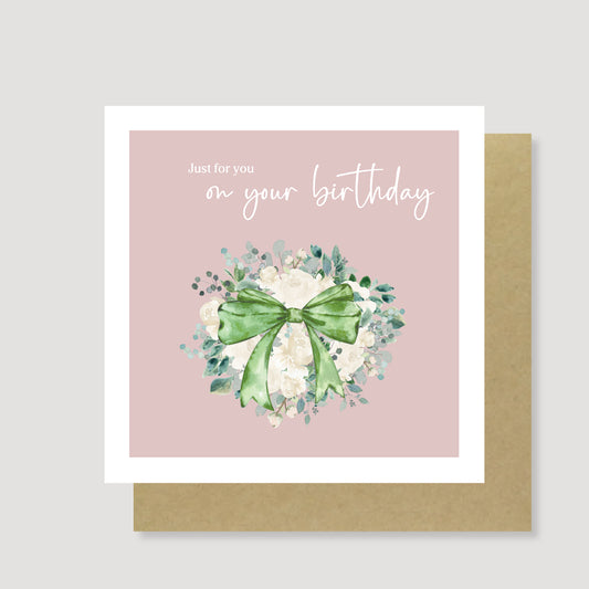 Green bow birthday card