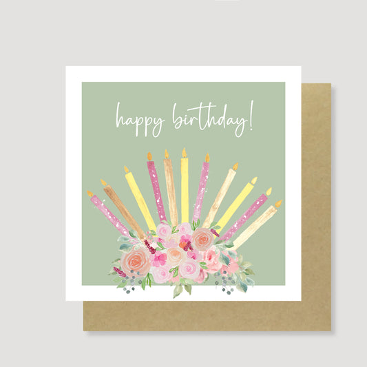 Happy birthday pink candles card