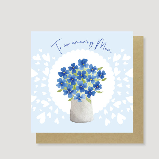 Blue bouquet amazing Mum card