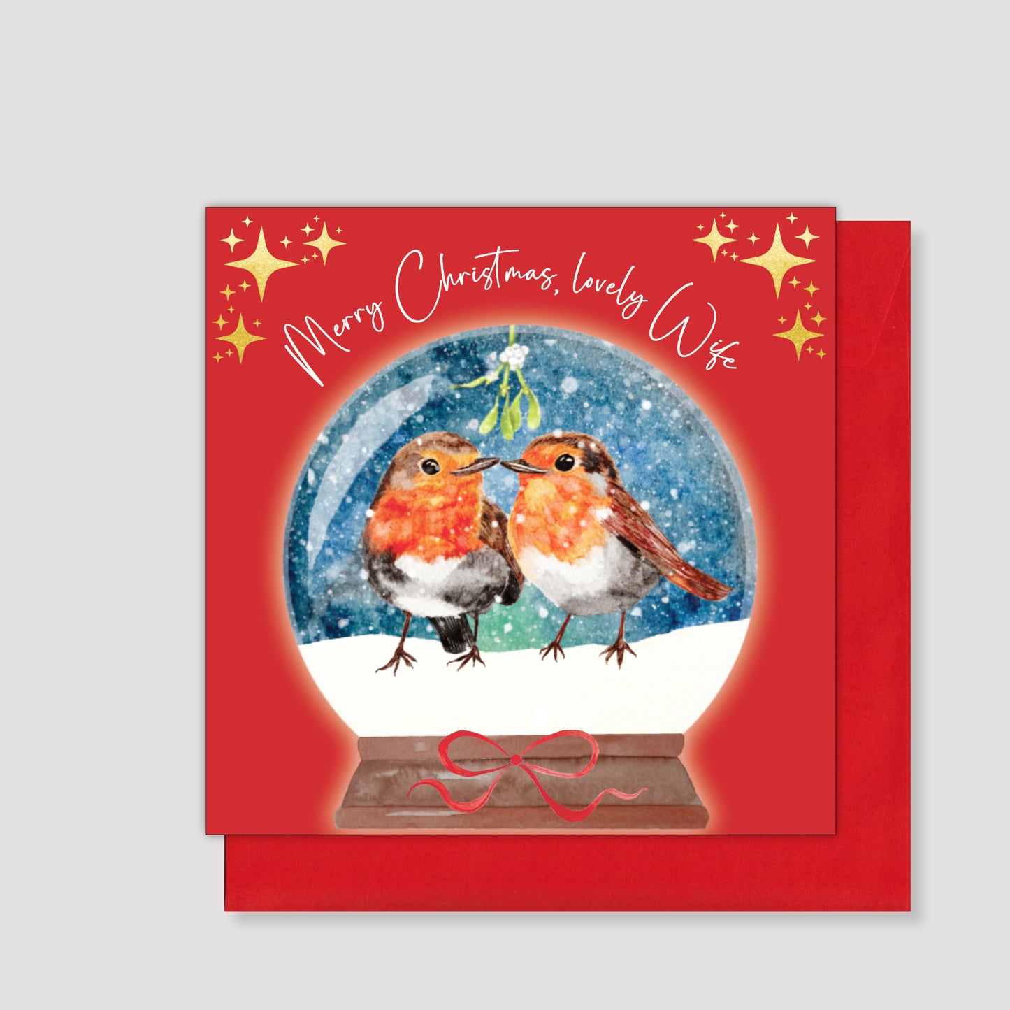 Luxury Gold Foil Robin Christmas Card for Wife - EcoFriendly