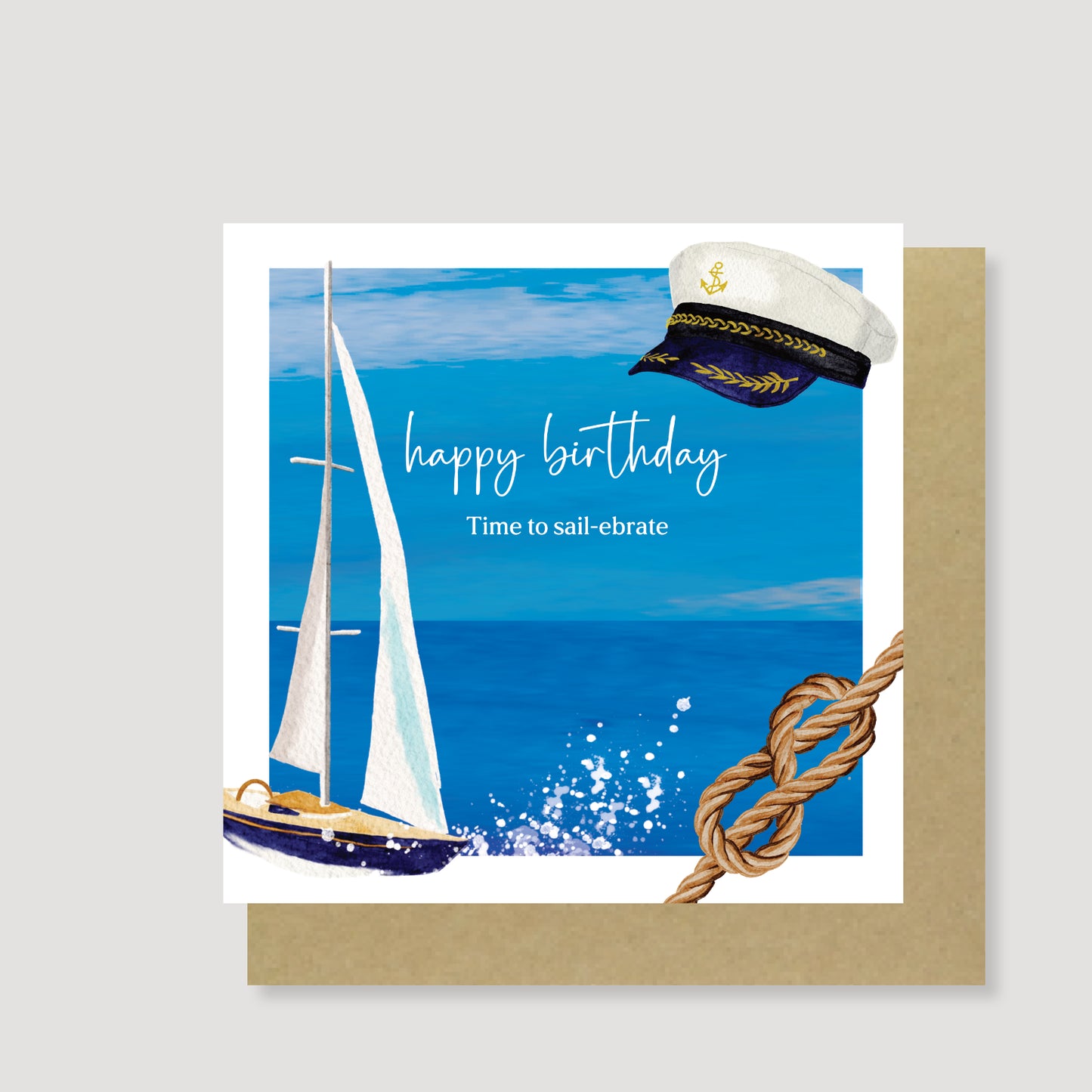 Sailing boat Birthday Card - Hand Painted, Eco Friendly