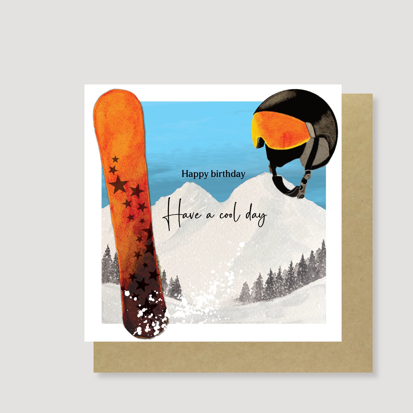 Snowboarding Birthday Card - Hand Painted, Eco Friendly