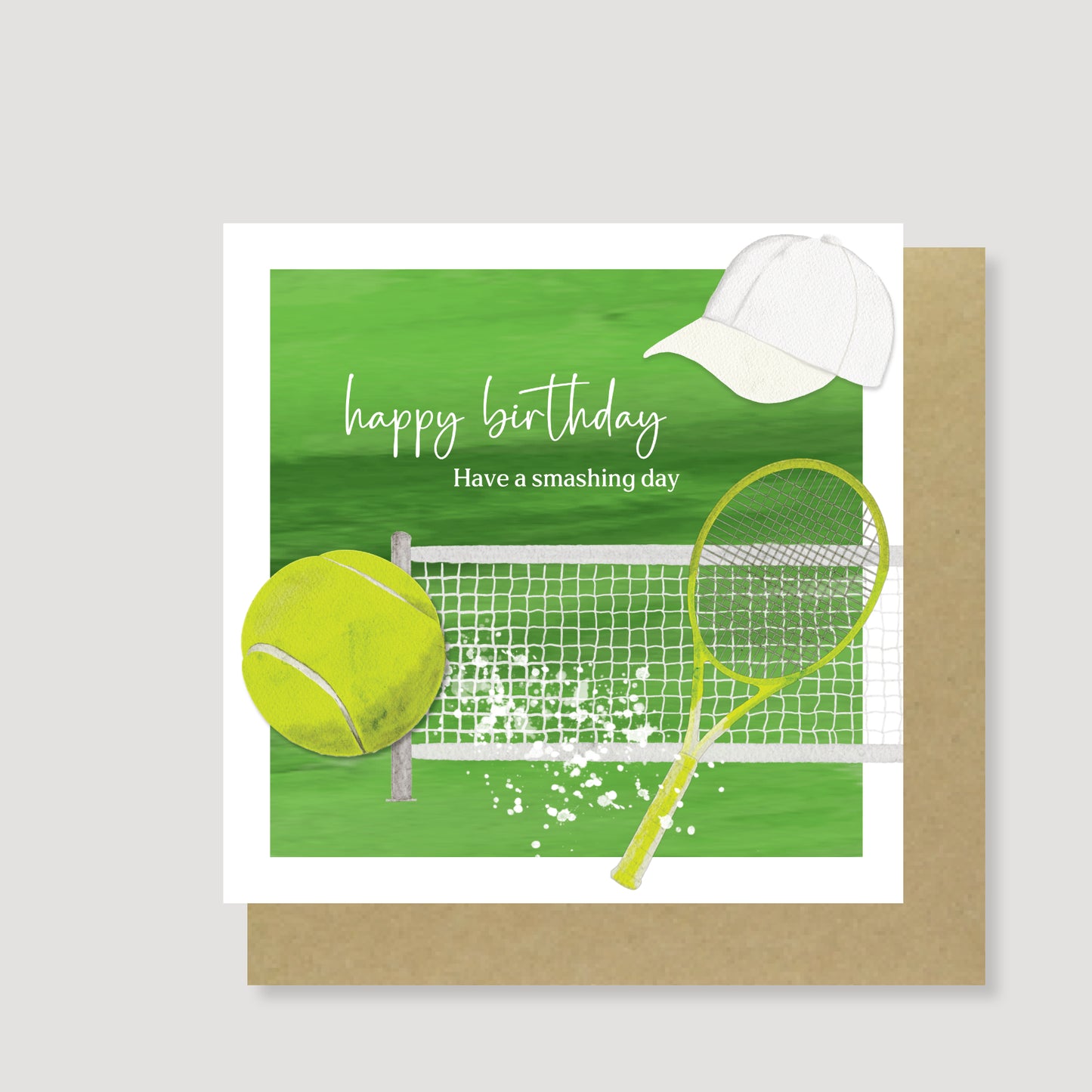 Tennis Birthday Card - Hand Painted, Eco Friendly