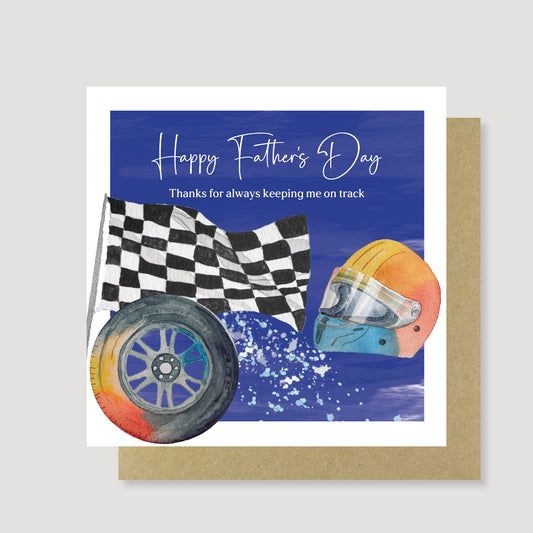 Hand painted Racing Car Father's Day card