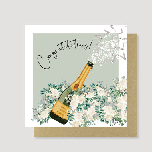Champagne Congratulations Card – Hand Painted, Eco Friendly