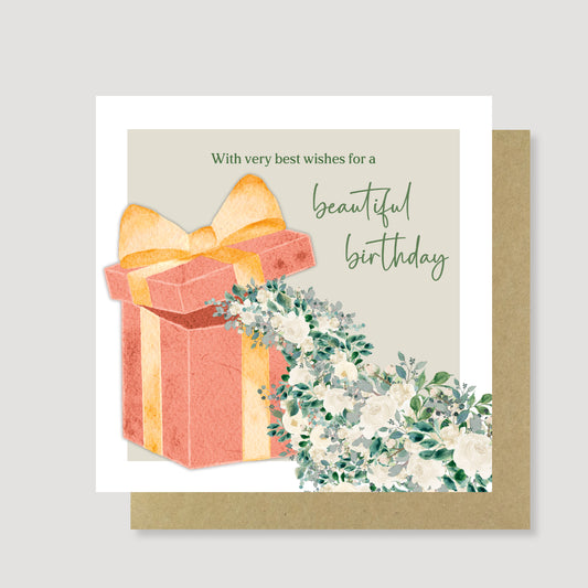 Floral present birthday card - Hand Painted, Eco Friendly