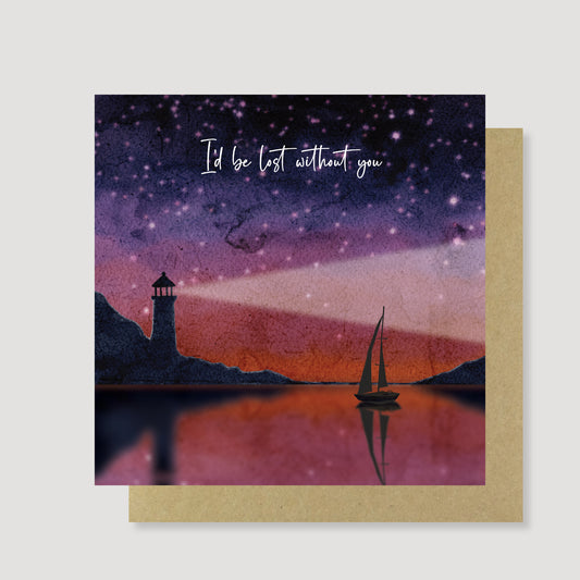I’d be lost without you – Hand Painted Anniversary card
