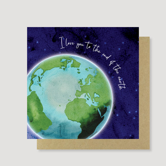 Love you to the end of the earth - Painted Anniversary card