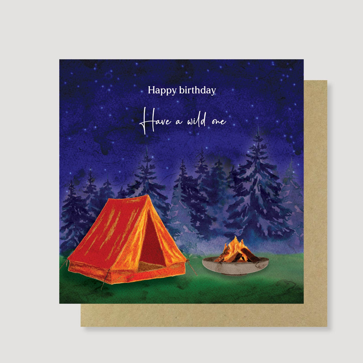 Wild Camping Birthday Card - Hand Painted, Eco Friendly