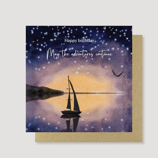 Birthday Lake Adventures Card - Hand Painted, Eco Friendly