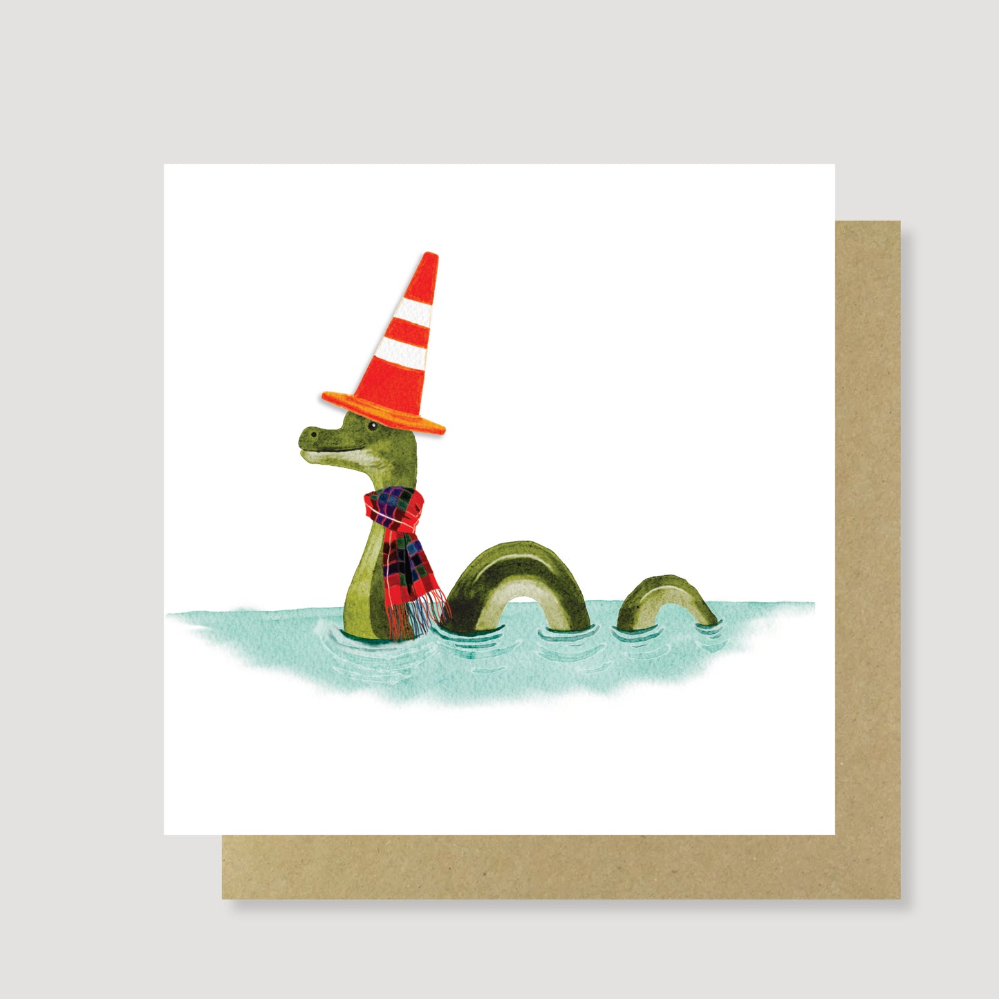 Loch Ness Monster traffic cone watercolour Greeting Card