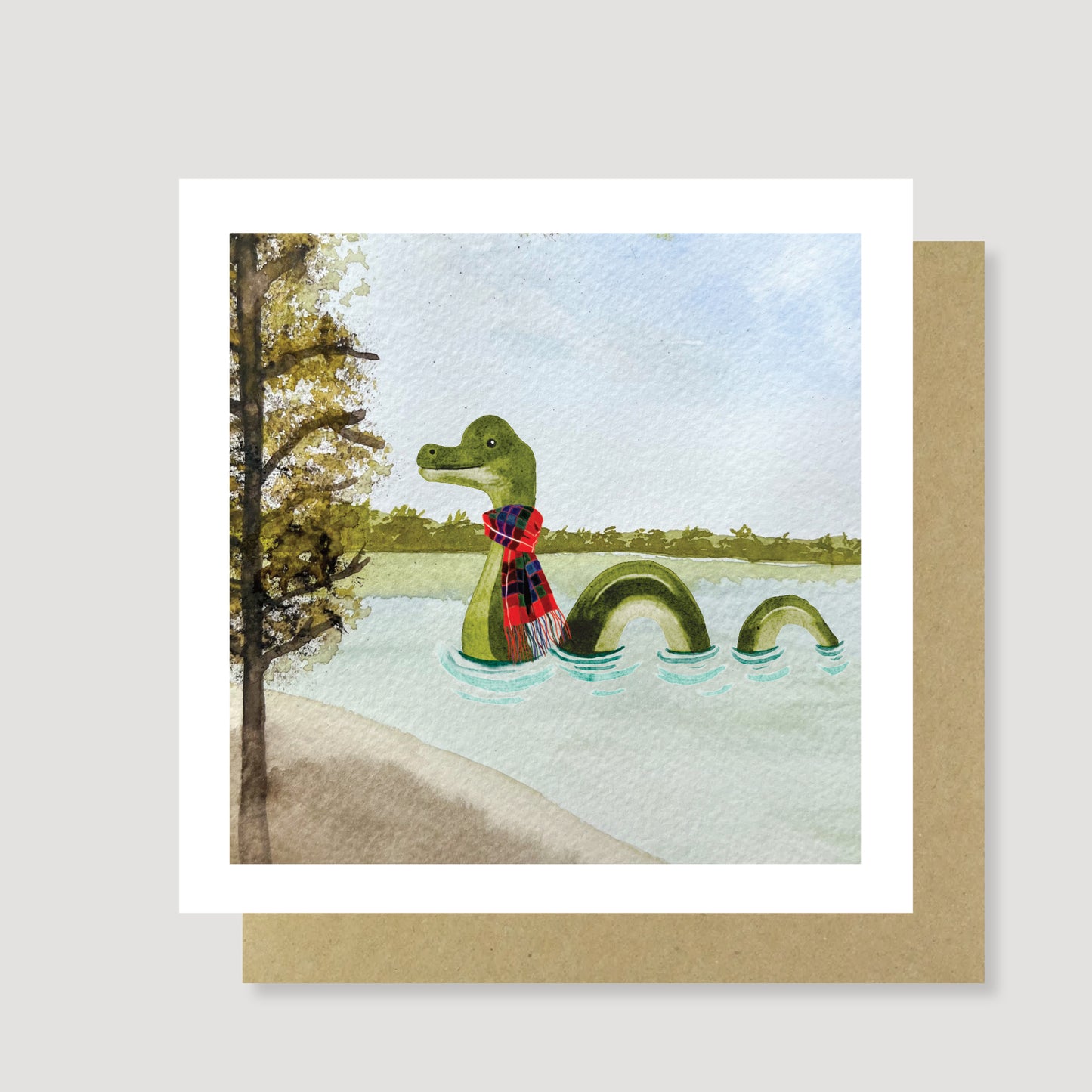 Loch Ness monster watercolour Greeting Card, Eco Friendly