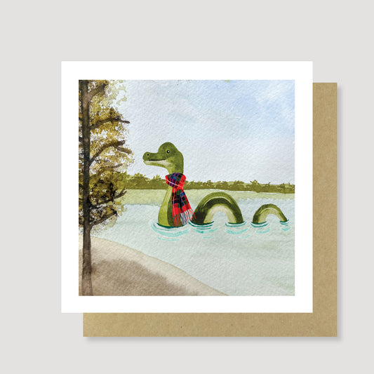 Loch Ness monster watercolour Greeting Card, Eco Friendly