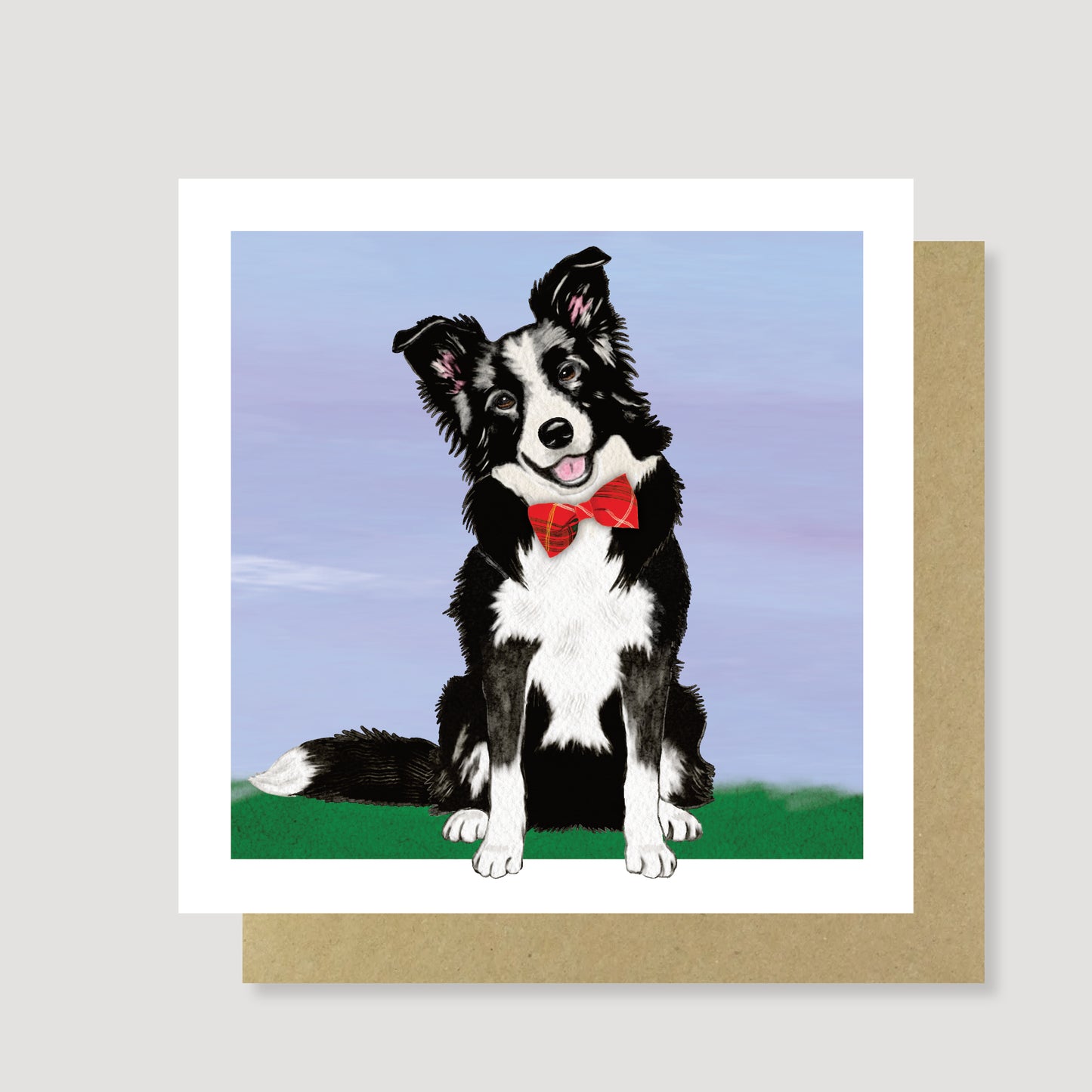 Border Collie Hand Painted Watercolour Blank Greeting Card