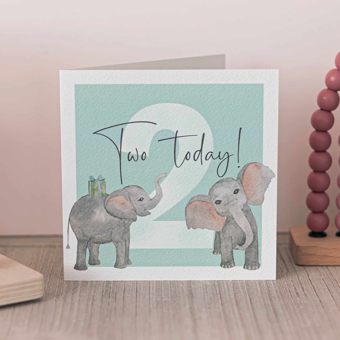 Hand Painted 2nd Birthday Card - Teal colour – Eco-Friendly!