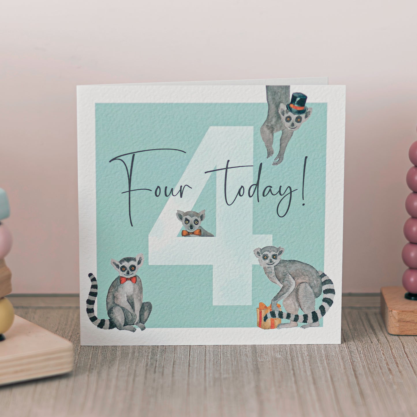 Hand Painted 4th Birthday Card - Teal colour – Eco-Friendly!