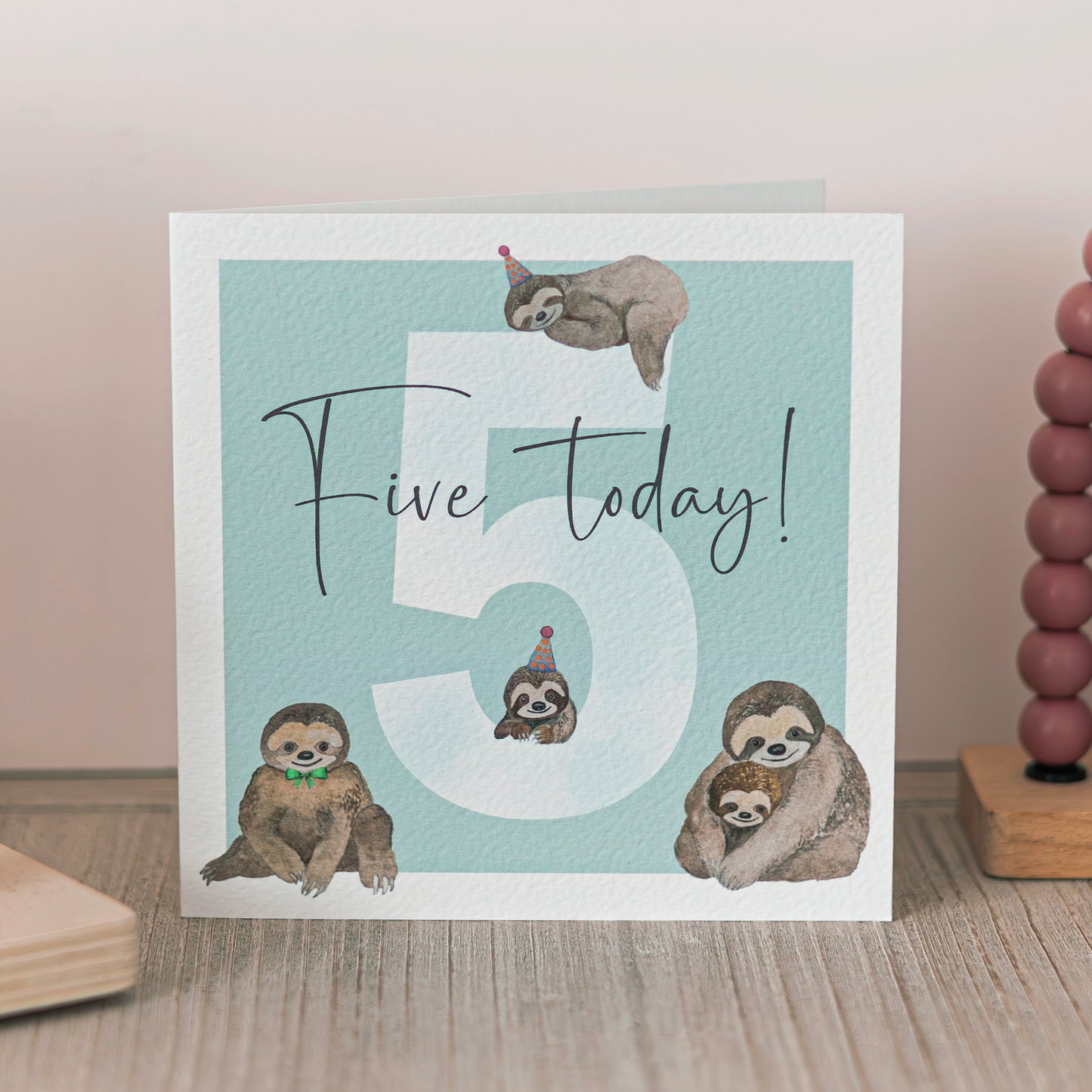 Hand Painted 5th Birthday Card - Teal colour – Eco-Friendly!