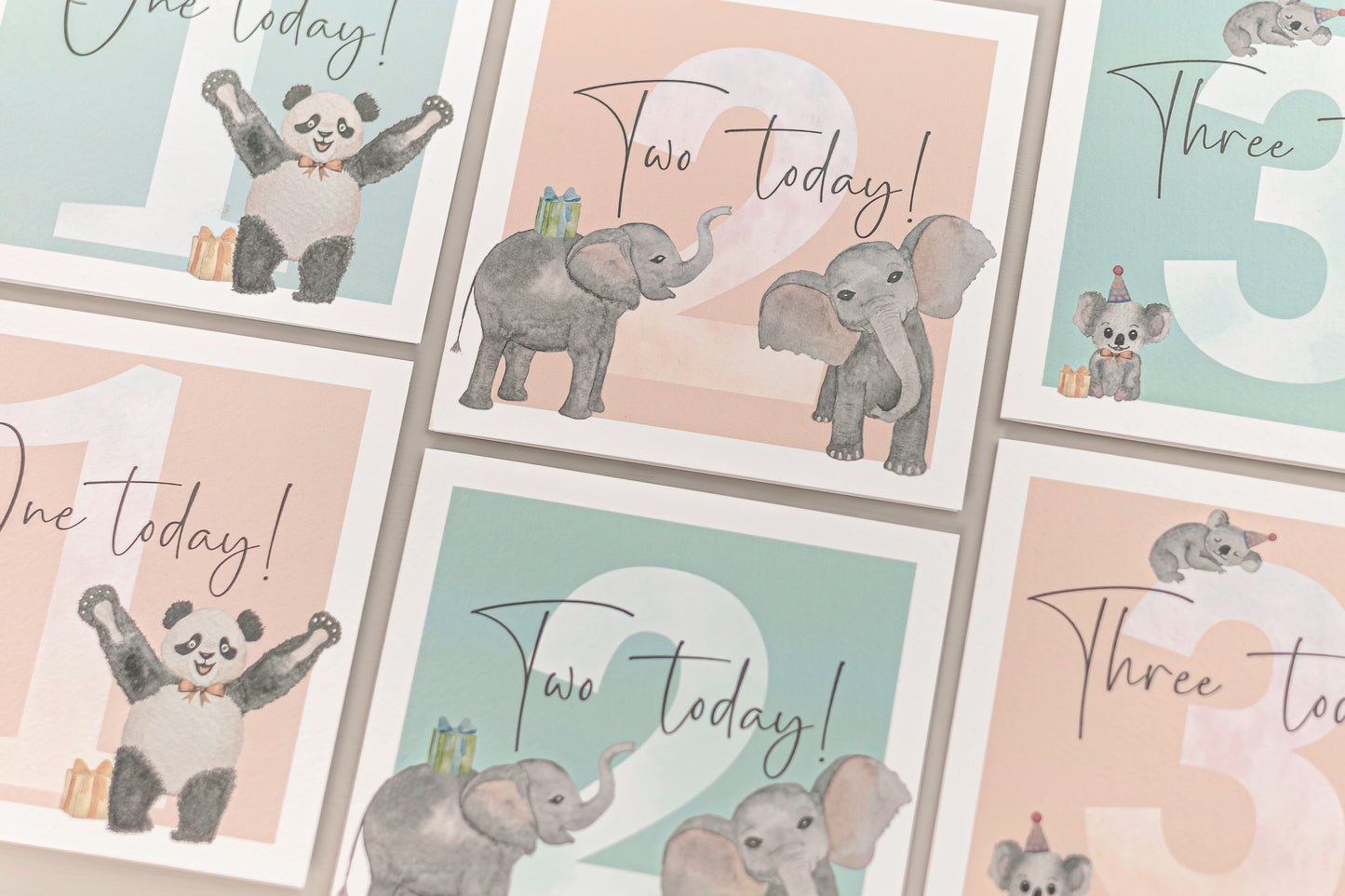 Cute Panda First Birthday Card in Peach – Eco Friendly!