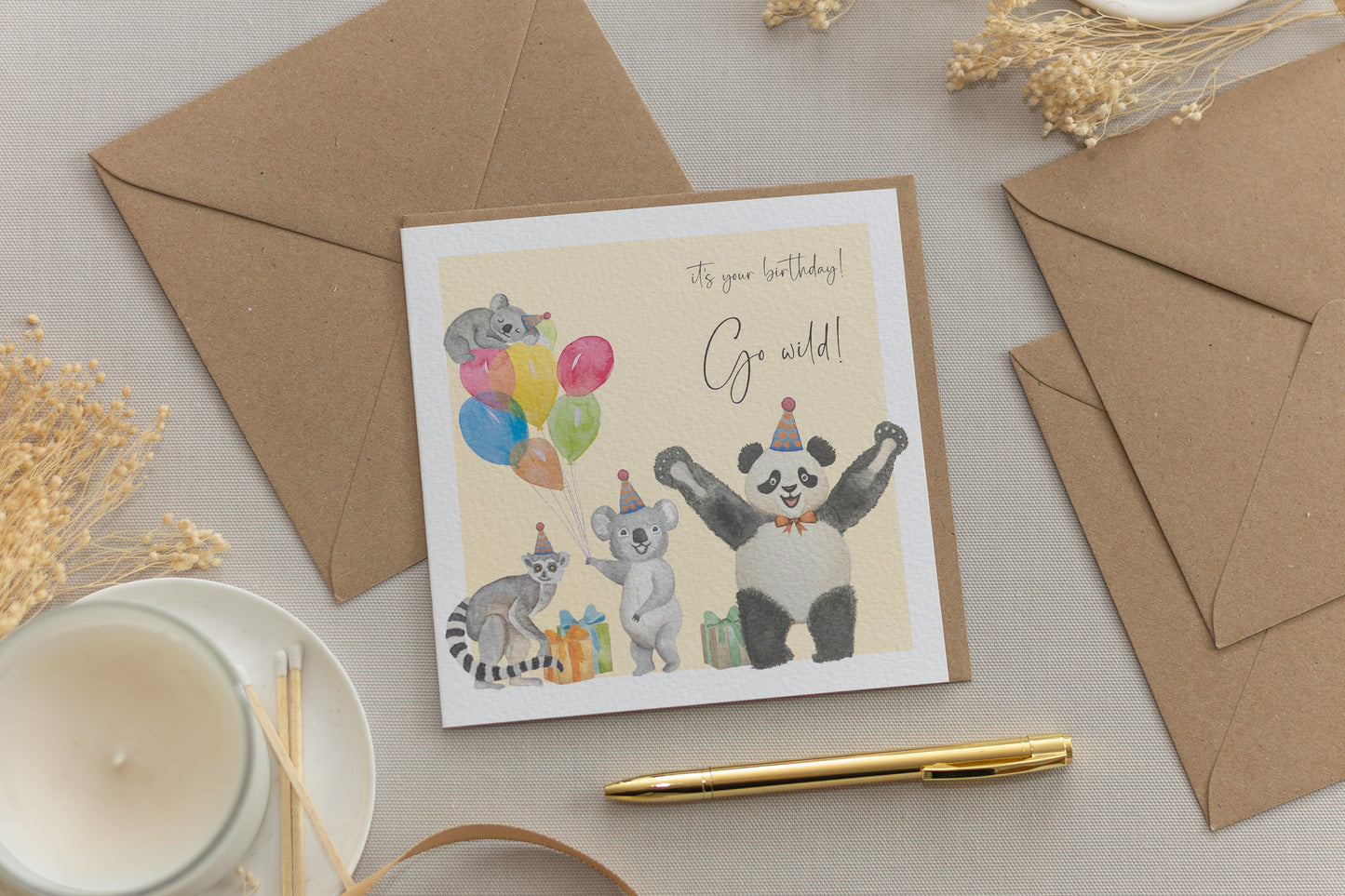 Go Wild Animal Birthday Card | Eco-Friendly Square Card