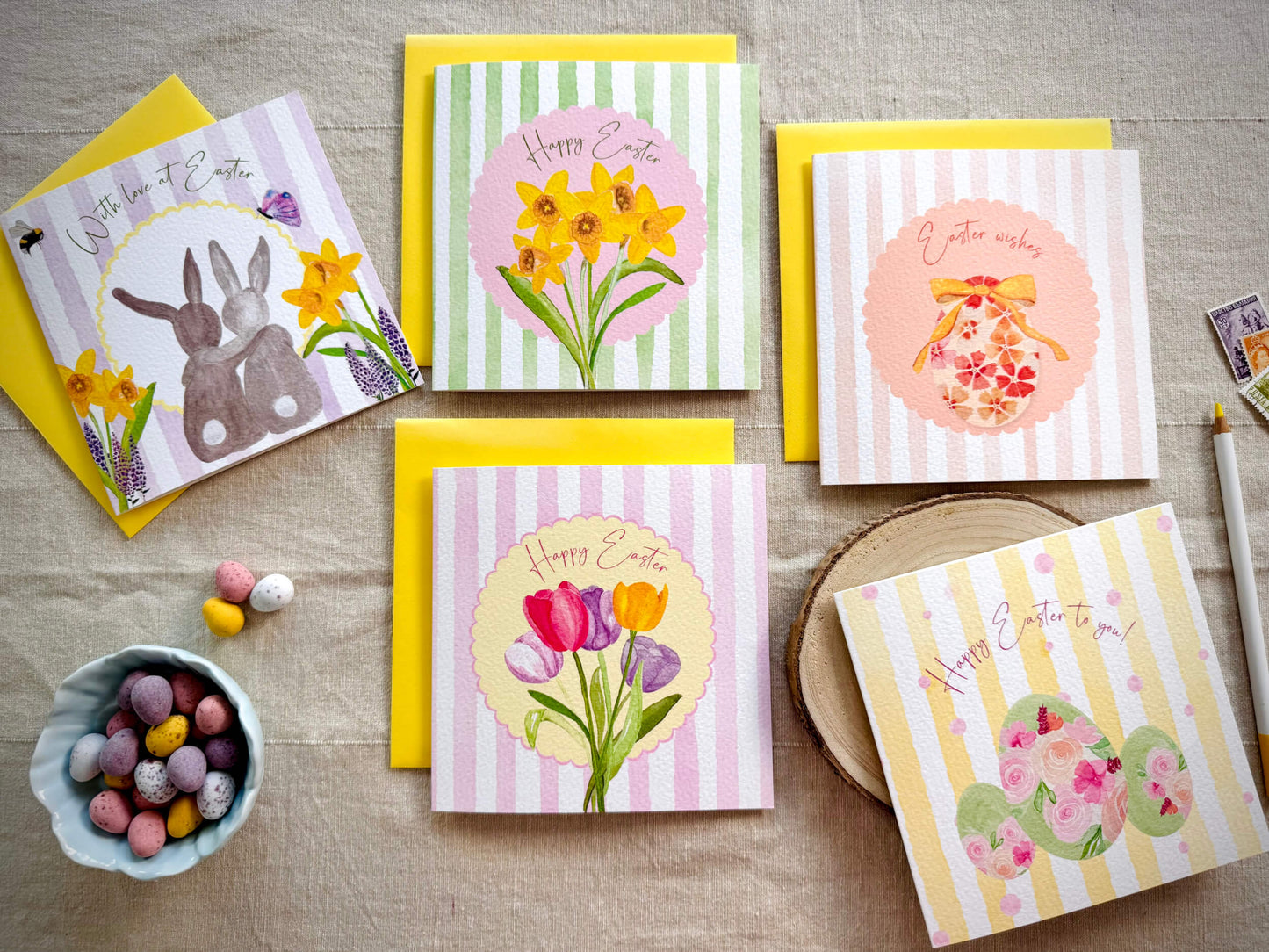 Hand-Painted Daffodils Easter Greeting Card – Eco-Friendly