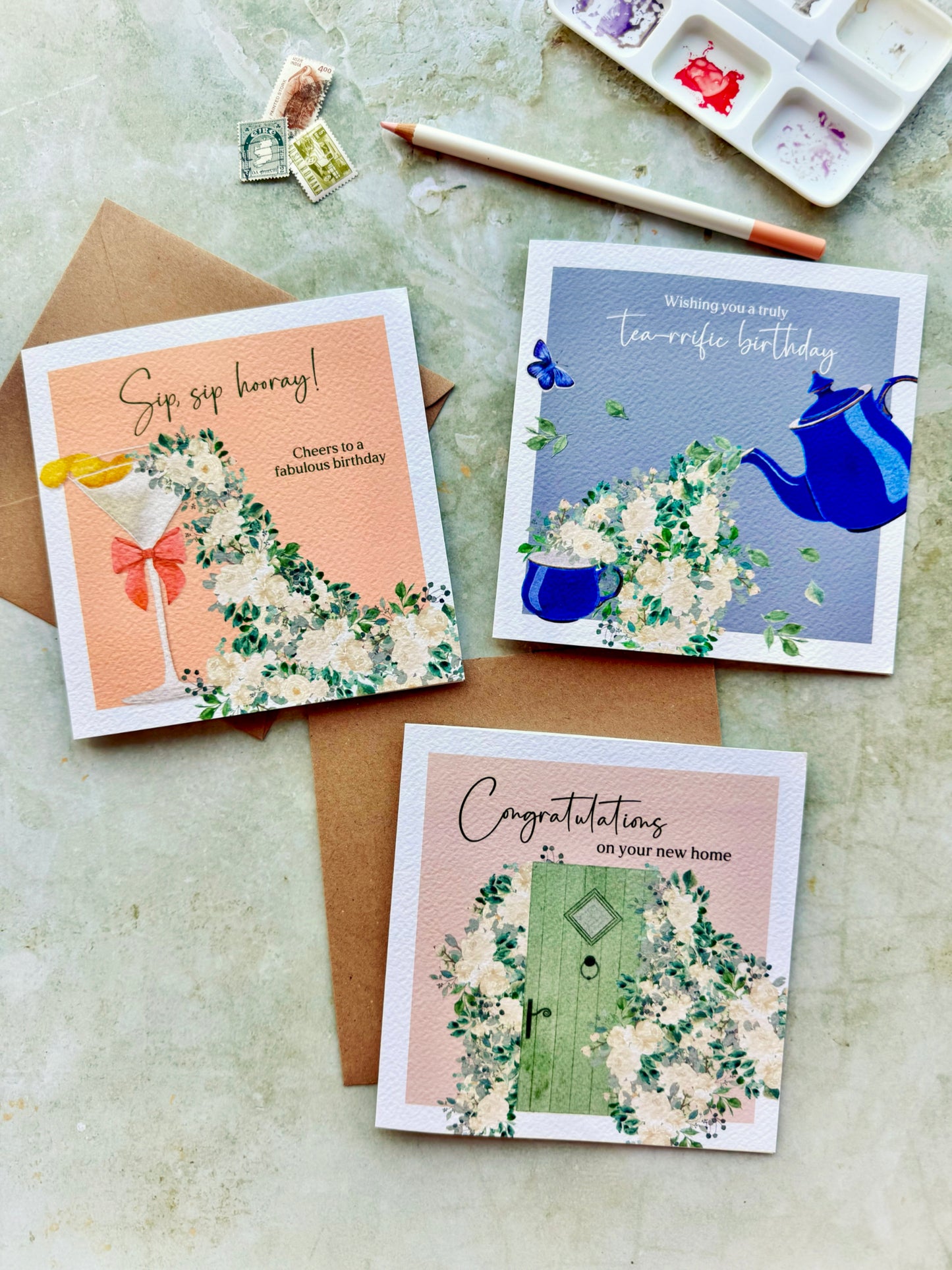 Congratulations New Home Card – Hand Painted, Eco Friendly