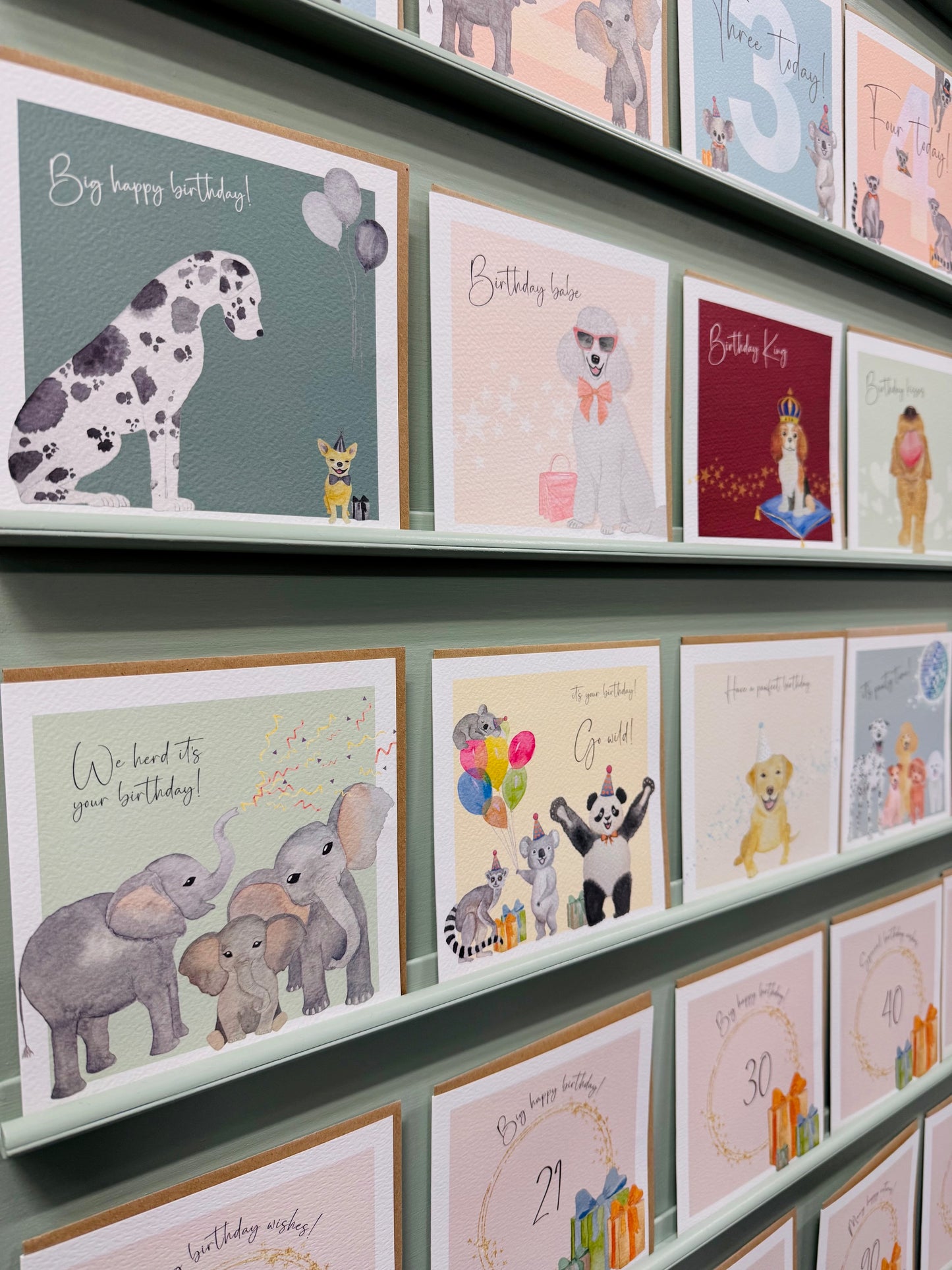 Hand Painted Cockapoo Dog Birthday Kisses Card; Eco-Friendly