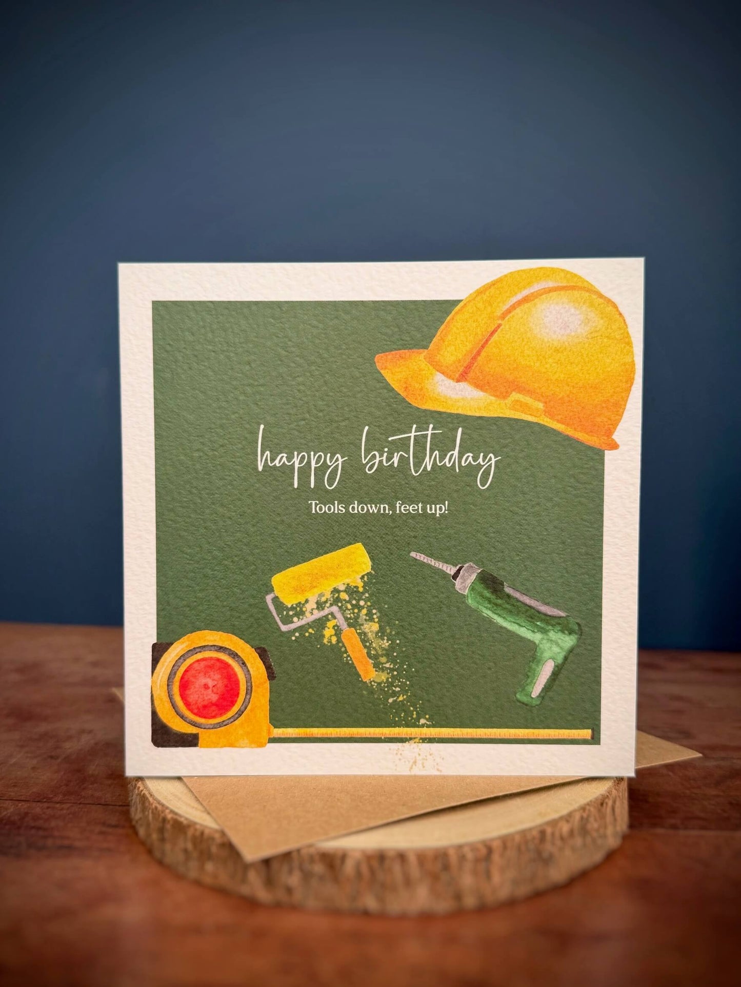 Hand Painted DIY Tools Birthday Greeting Card - Eco Friendly