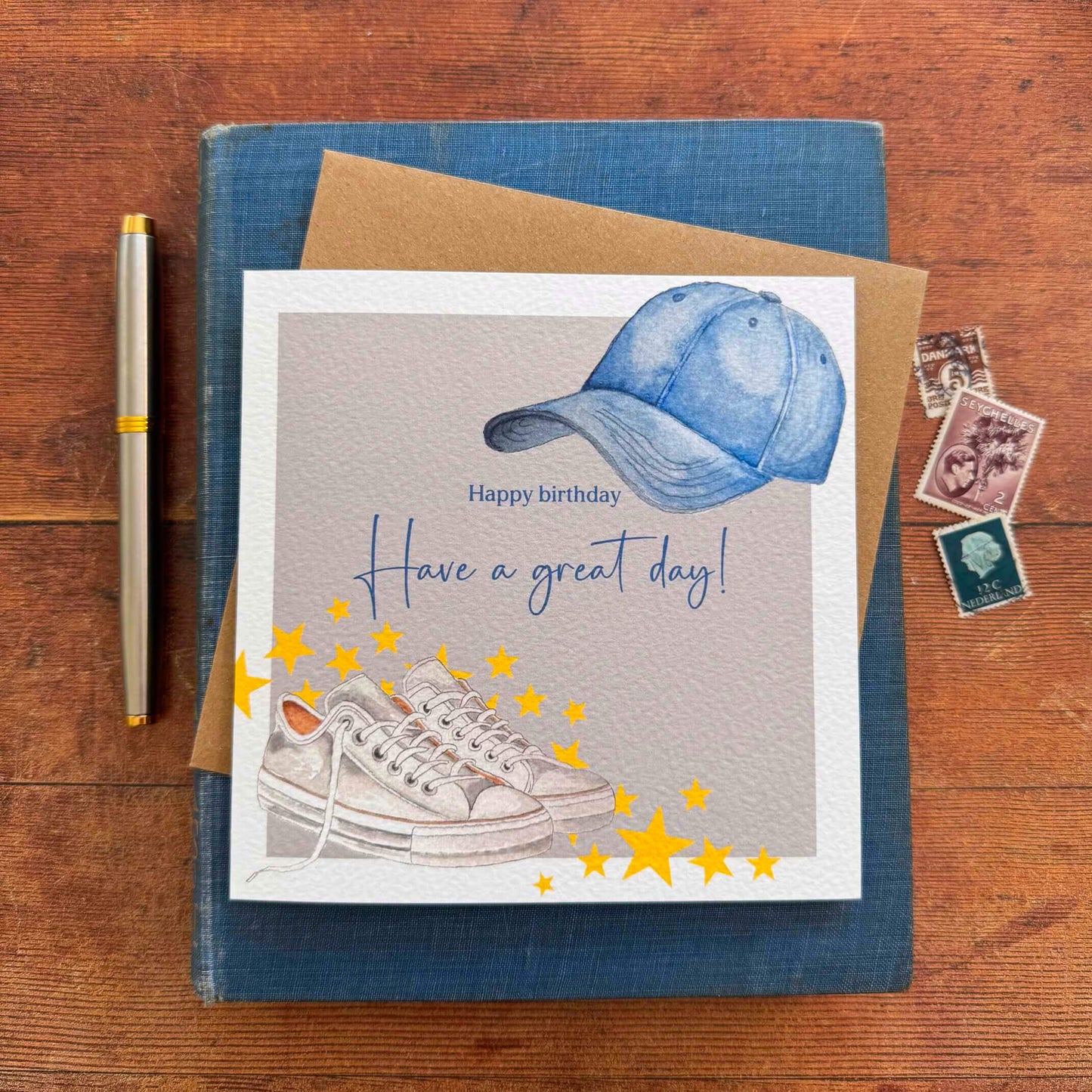 Baseball Cap and Trainers - Stylish Men's Birthday Card