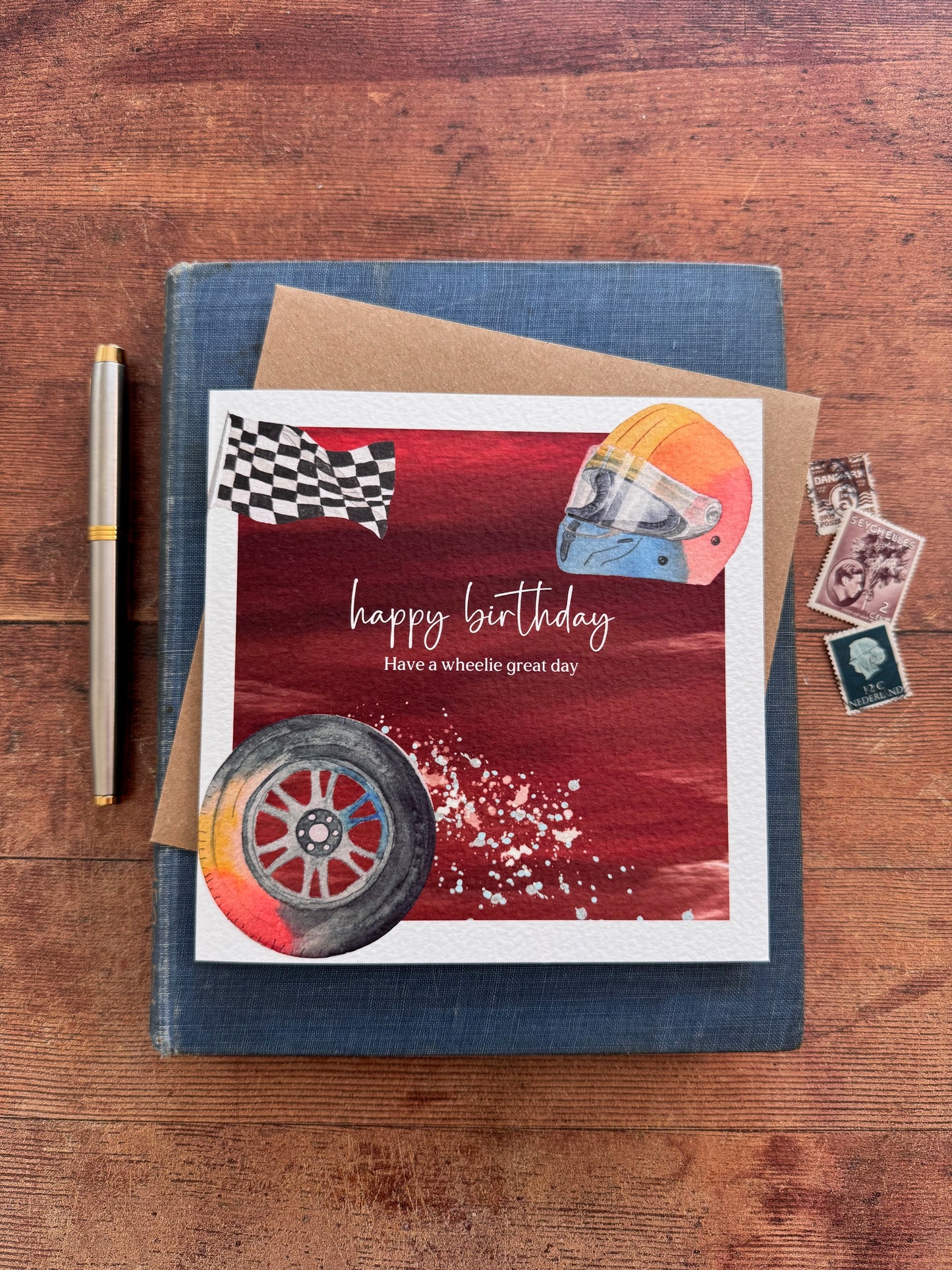 Formula 1 Motorsport Racing Birthday Card, Hand Painted