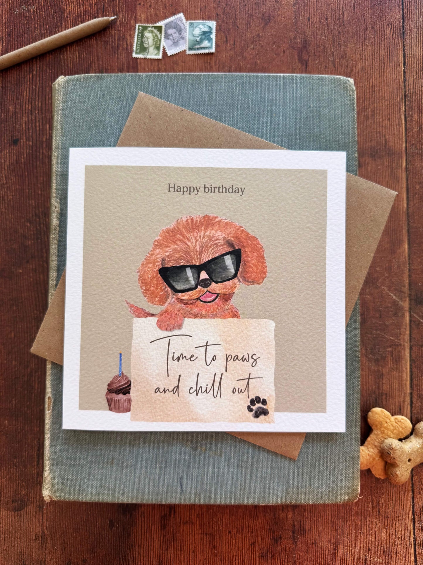 Whimsical Cavapoo Dog Birthday Card – Paws and Chill Out!