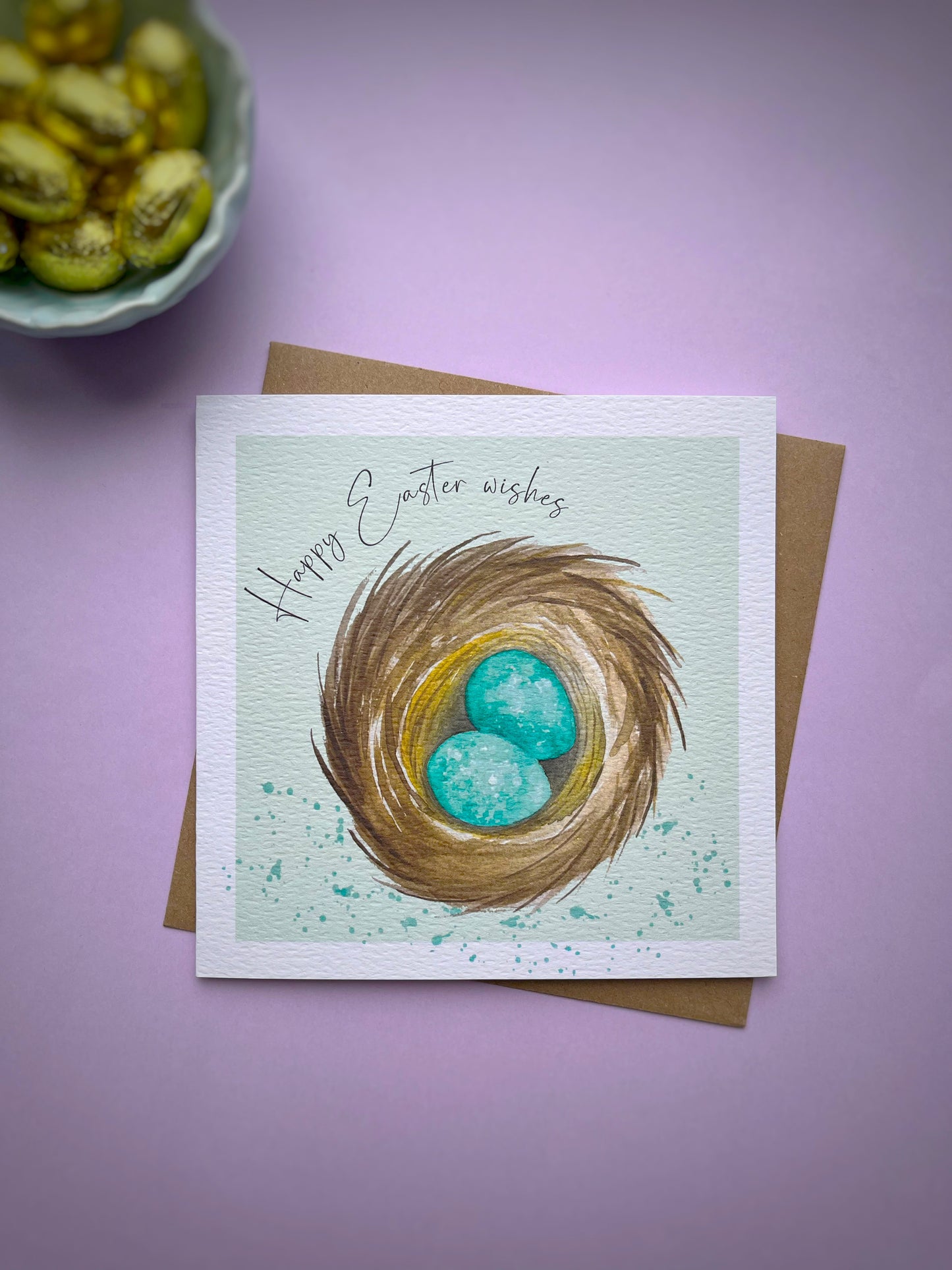 Hand-Painted Nest Easter Greeting Card – Eco Friendly Card