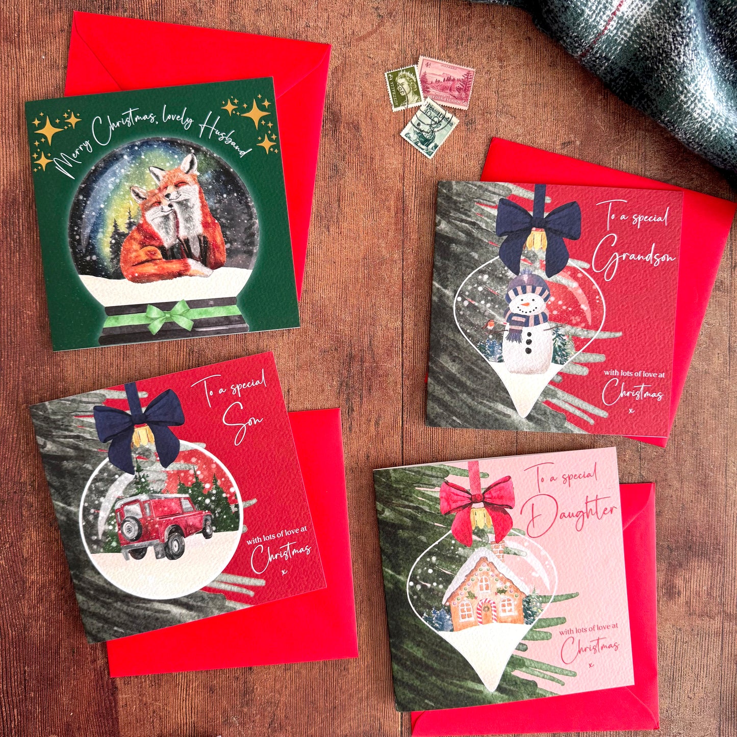 Hand-Painted Christmas Card for Grandson - Eco Friendly