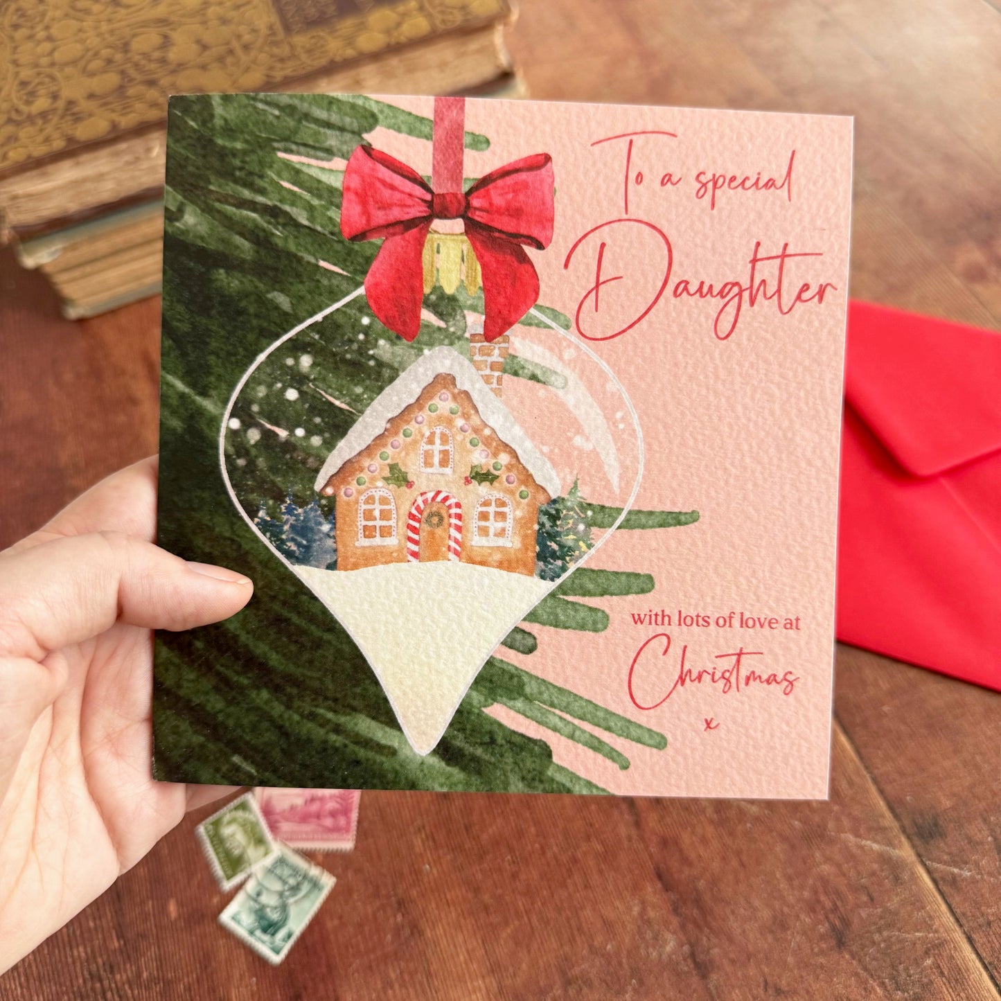 Watercolor Bauble Christmas Card for Daughter – Eco Friendly