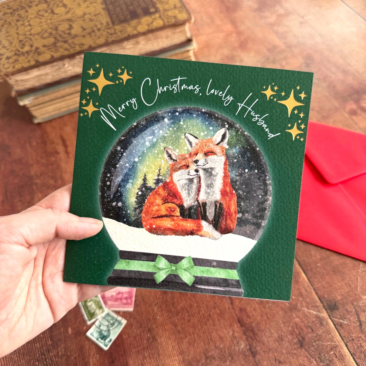 Luxury Gold Foil Christmas Card for Husband - Eco Friendly