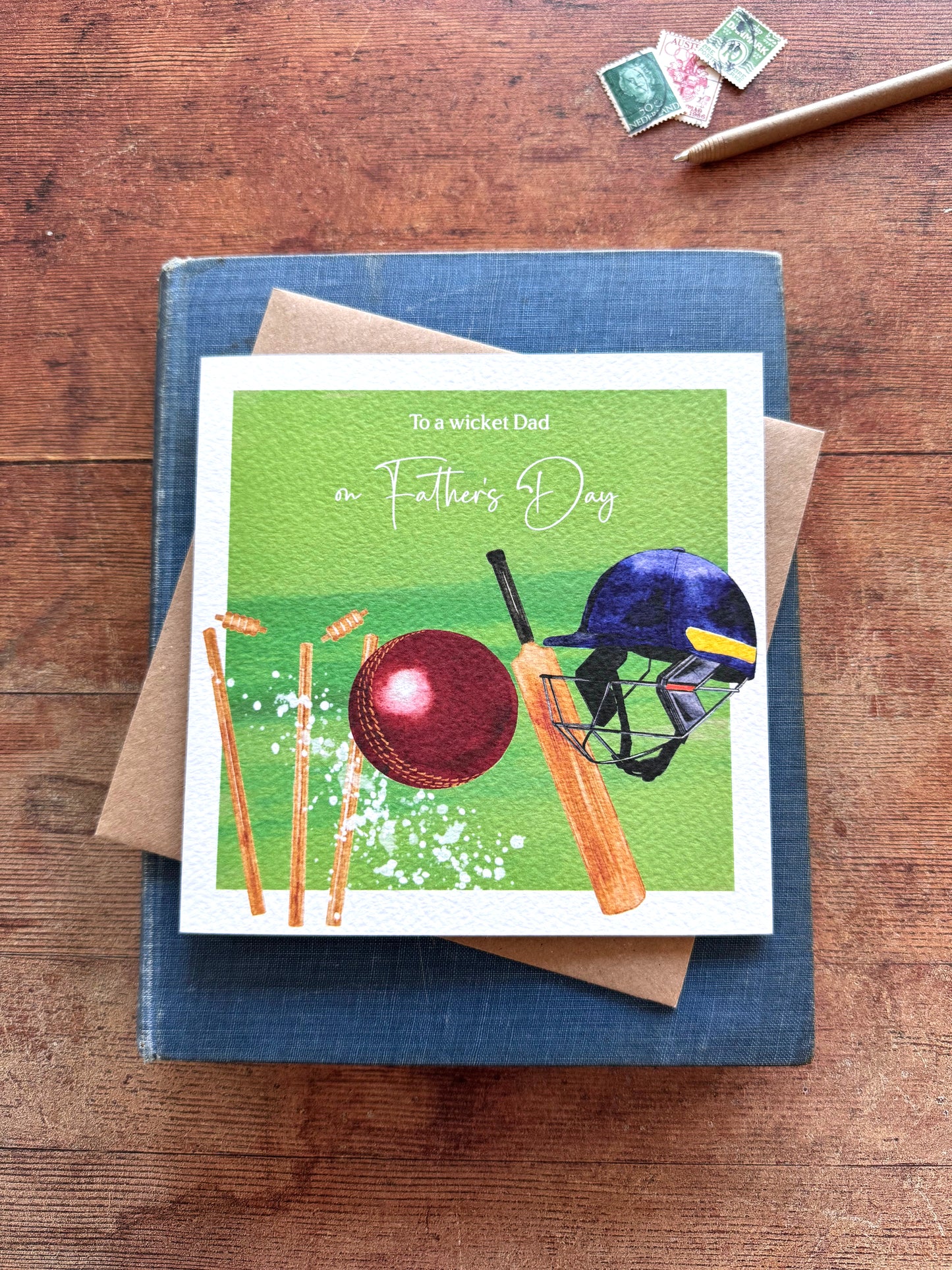 Hand painted Cricket Father's Day card