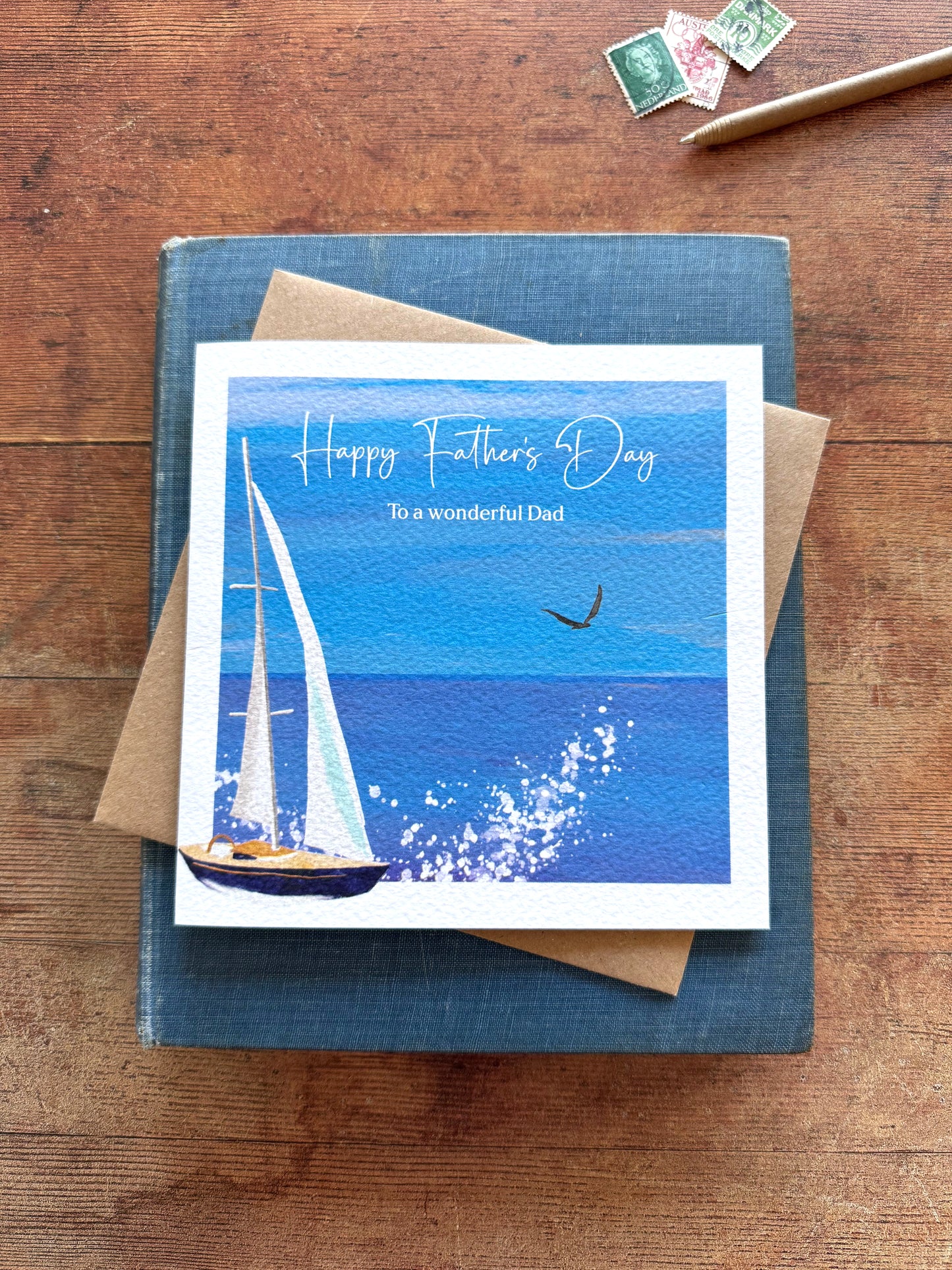 Hand Painted Sailing Boat Father's Day Card – Eco Friendly